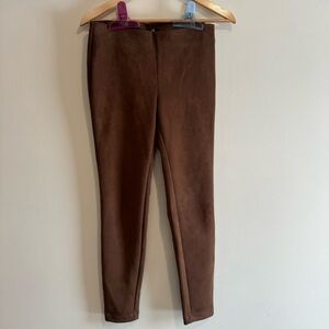 CHAPS Women's Faux Suede Legging Stretch Side Zipper Brown Sz Sml Pant
